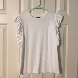 White dress shirt with ruffle sleeves